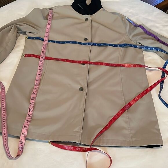 Jacket Raincoat Reversible Waterproof Natural Tan Beige Black Roll Up Sleeve - Picture 16 of 17